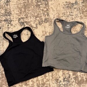 Black and Gray Women's Racerback crop Tops